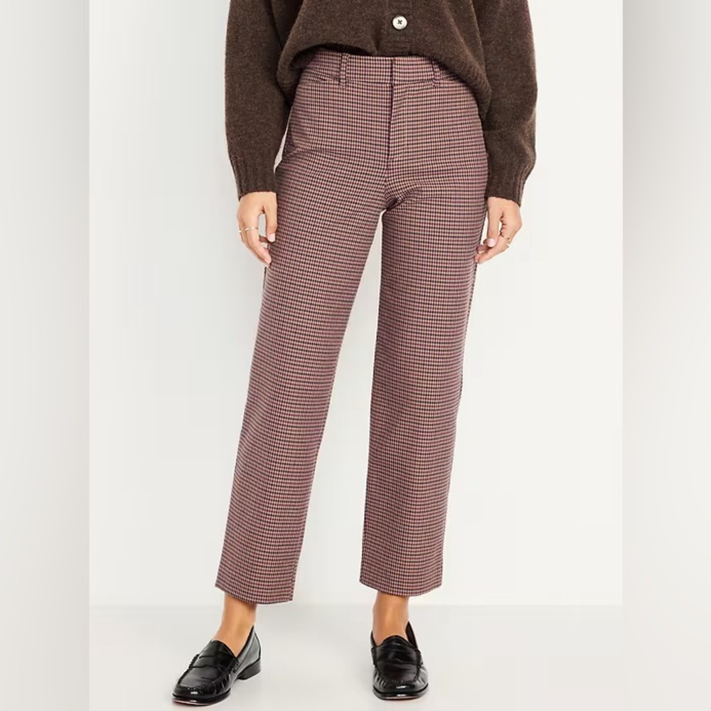 Women's Houndstooth Straight-Leg Pants - Brown